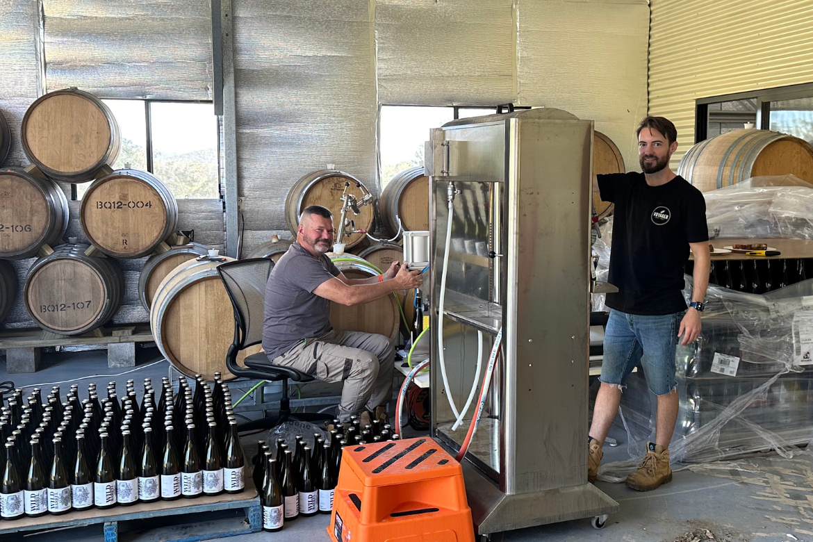Scott Frew and Shane Kent bottling up one of Wild Barrel's first releases.