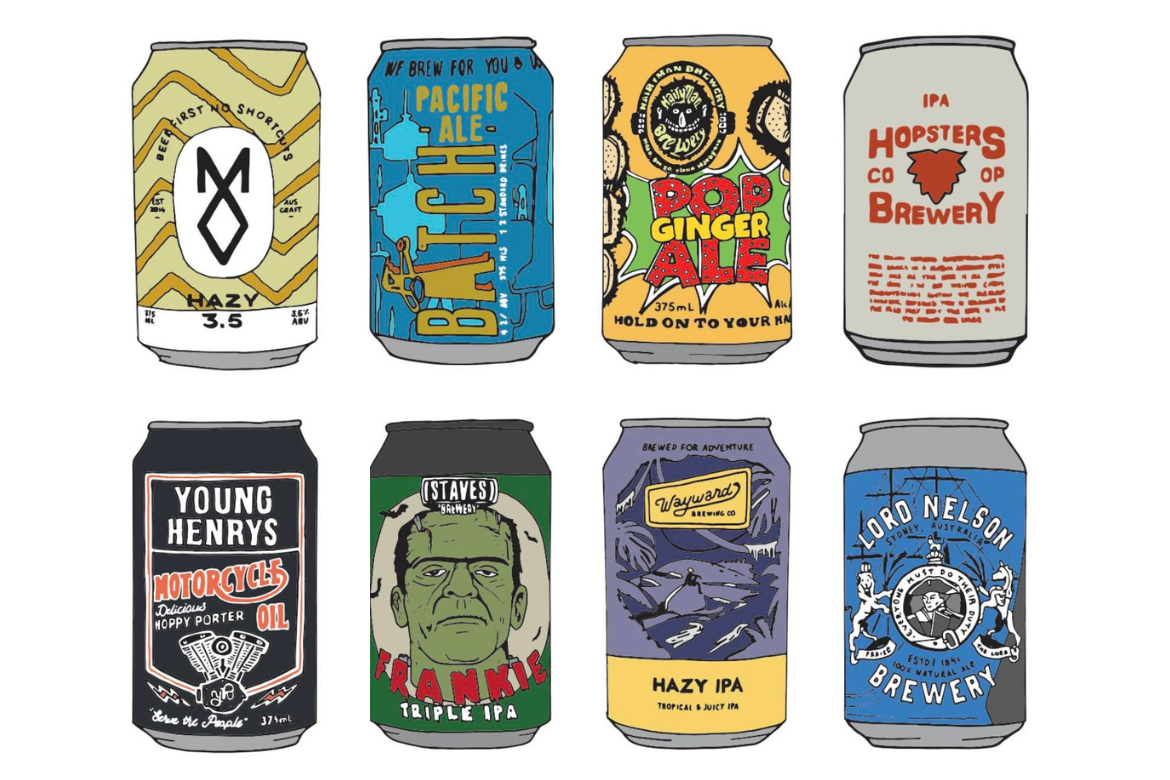 Some of the cans featured in the colouring book. (Don't worry - they don't come pre-coloured in the book.)