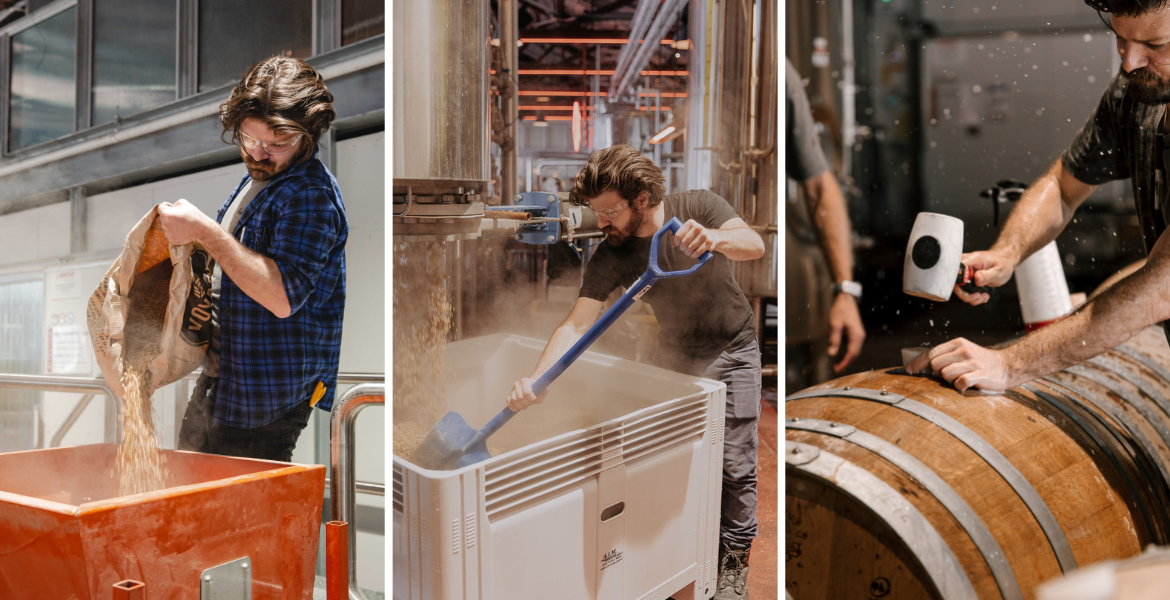 Jared Enjoying The Hands-On Aspect Of Brewing: A Triptych.