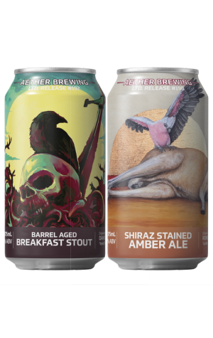 Aether Brewing Barrel Aged Breakfast Stout & Shiraz Stained Amber Ale