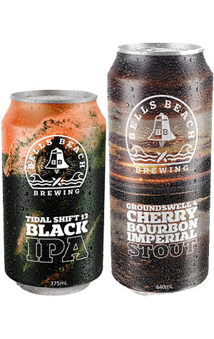 Bells Beach Tidal Shift 13 Black IPA & Groundswell 4 Cherry Bourbon Imperial Stout