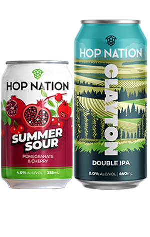 Hop Nation Pomegranate & Cherry Summer Sour & Clayton Double IPA