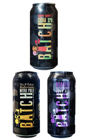 Batch Brewing Co Trippy Hippy’s Citra XPA, Vic & Pete’s Bodacious Nitro Pale & Beastie Boysenberry Sour Ale