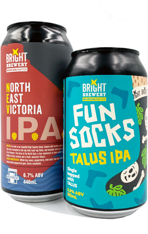 Bright Brewery North East Victoria IPA & Fun Socks Talus IPA