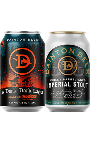 Dainton Beer A Dark, Dark Lager (With Seeker) & Whisky Barrel-Aged Imperial Stout