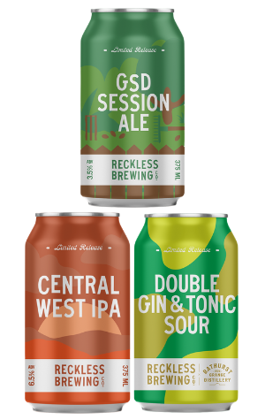 Reckless Brewing GSD, Central West IPA & Double Gin & Tonic Sour