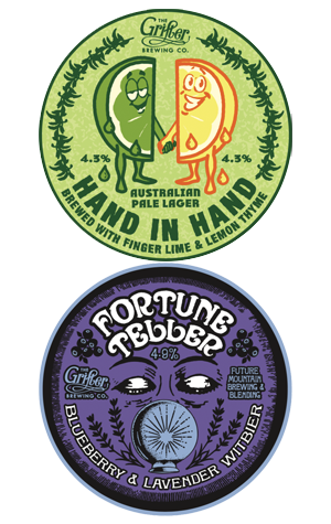Grifter Brewing Co Hand in Hand Lager & Fortune Teller Blueberry & Lavender Witbier