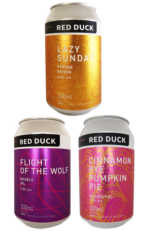 Red Duck Lazy Sunday, Flight Of The Wolf & Cinnamon Rye Pumpkin Ale