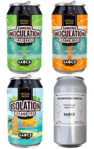 Sauce First, Second Dose & Isolation Island IPAs & BA Quad